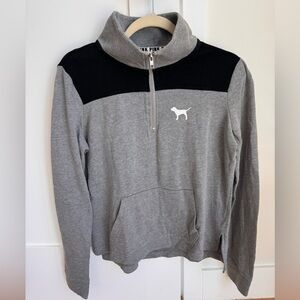 VS PINK 1/4 zip sweatshirt. Grey and black. Size Small.